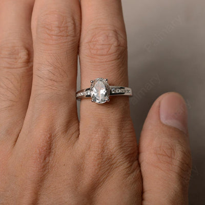 White Topaz Oval Cut Engagement Rings - Palmary