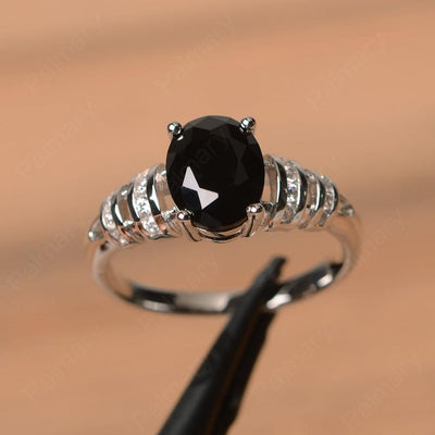 Oval Shaped Black Spinel Engagement Rings - Palmary