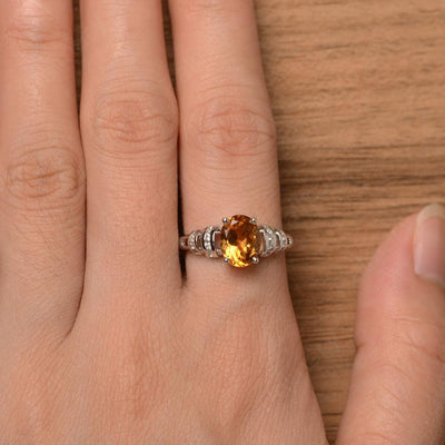 Oval Shaped Citrine Engagement Rings - Palmary