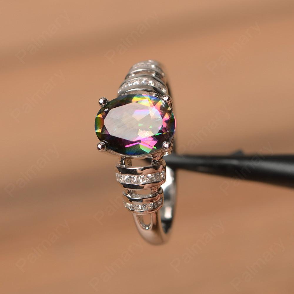 Oval Shaped Mystic Topaz Engagement Rings - Palmary
