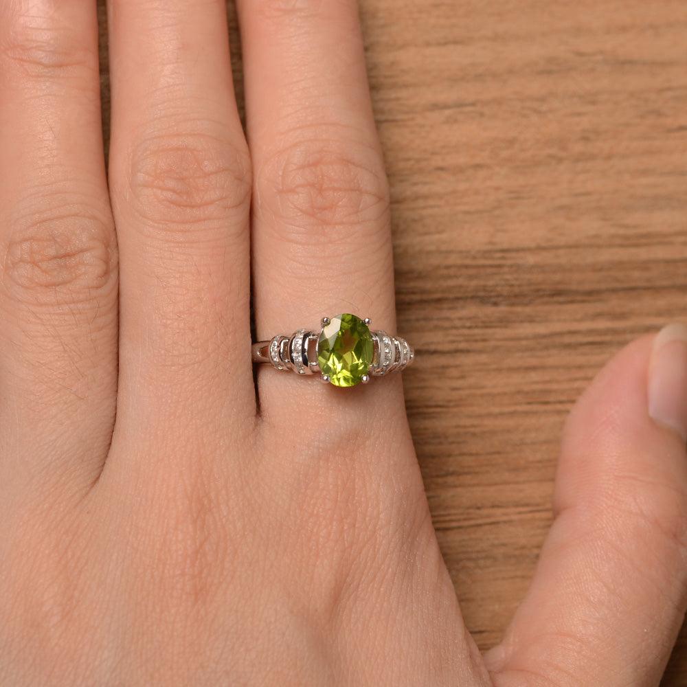 Oval Shaped Peridot Engagement Rings - Palmary