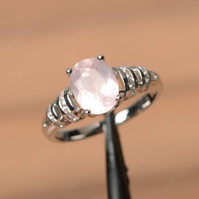 Oval Shaped Rose Quartz Engagement Rings - Palmary