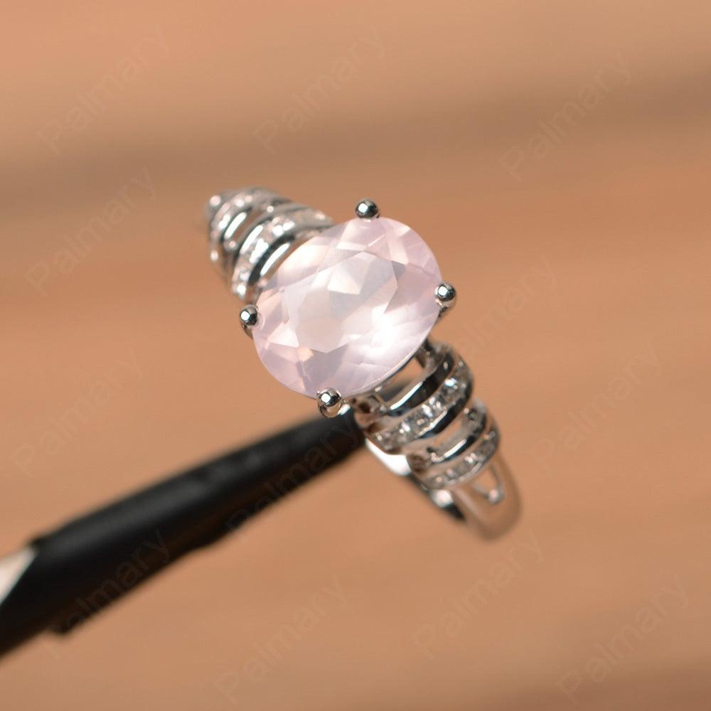 Oval Shaped Rose Quartz Engagement Rings - Palmary