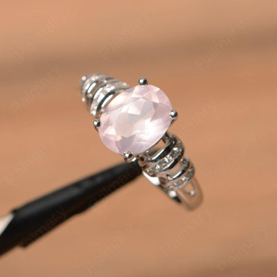 Oval Shaped Rose Quartz Engagement Rings - Palmary