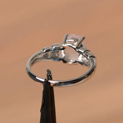 Oval Shaped Rose Quartz Engagement Rings - Palmary