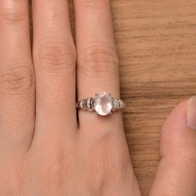 Oval Shaped Rose Quartz Engagement Rings - Palmary
