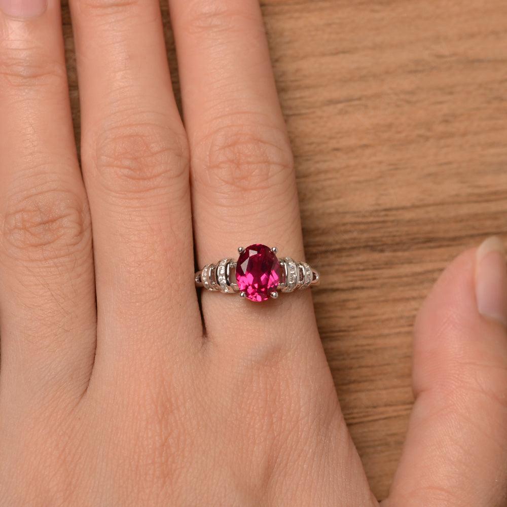 Oval Shaped Ruby Engagement Rings - Palmary