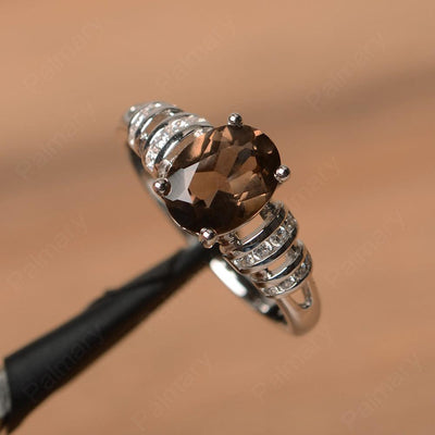 Oval Shaped Smoky Quartz  Engagement Rings - Palmary