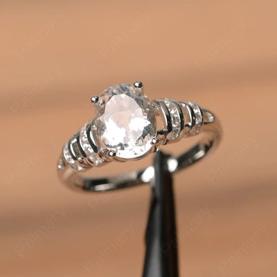 Oval Shaped White Topaz Engagement Rings - Palmary