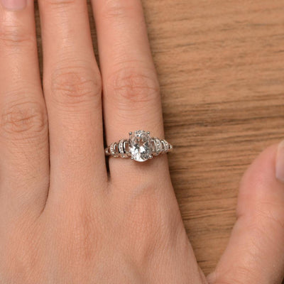Oval Shaped White Topaz Engagement Rings - Palmary