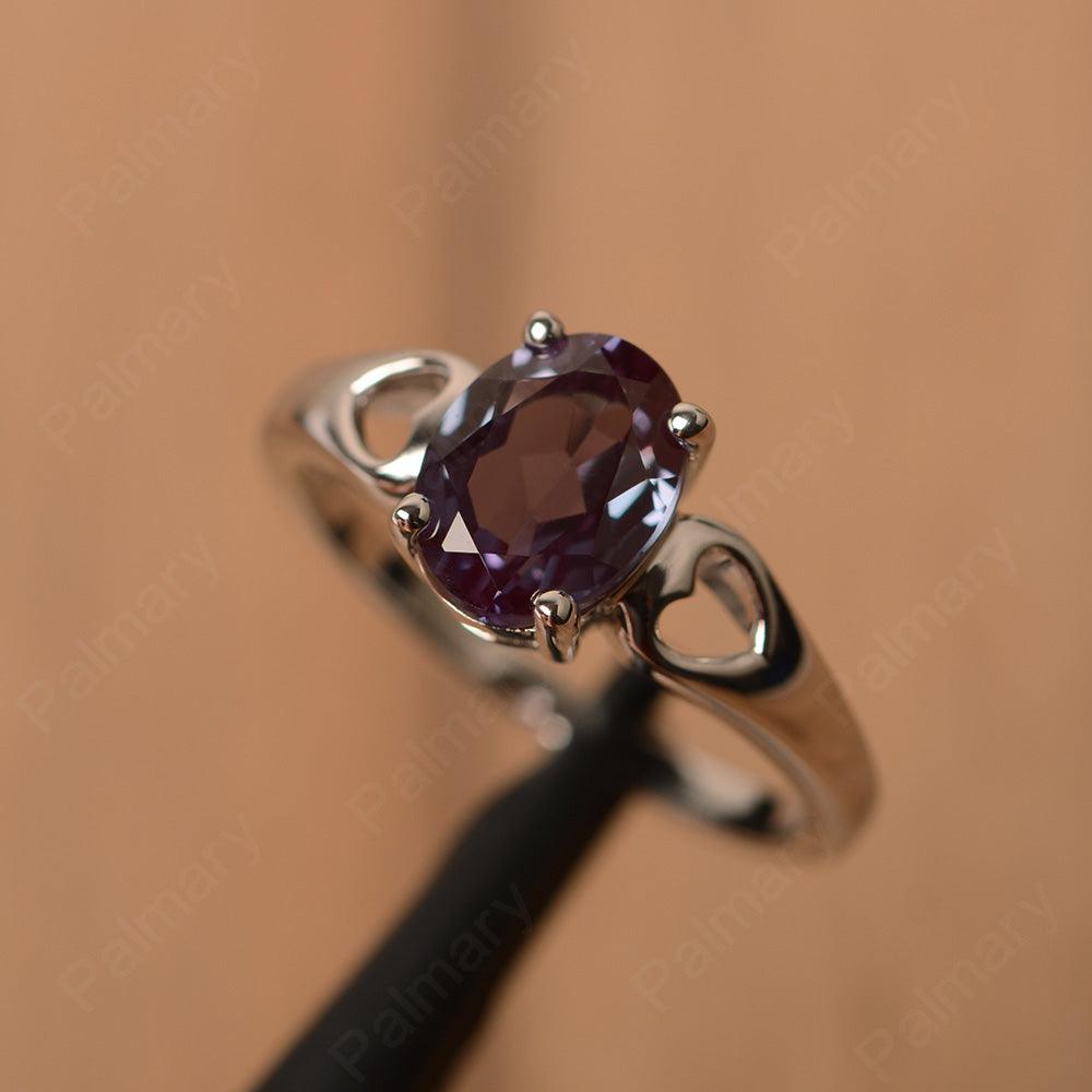 Oval Alexandrite Ring With Heart On Band - Palmary