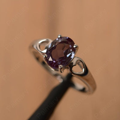 Oval Alexandrite Ring With Heart On Band - Palmary