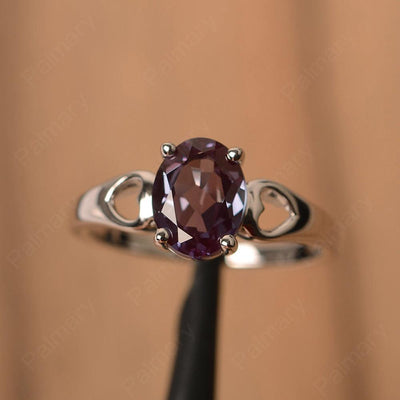 Oval Alexandrite Ring With Heart On Band - Palmary