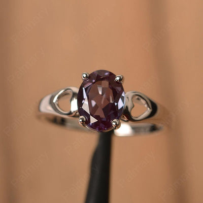 Oval Alexandrite Ring With Heart On Band - Palmary