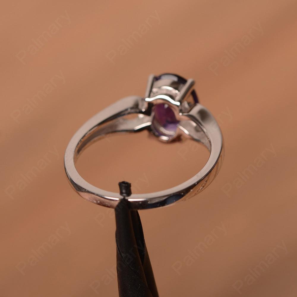 Oval Amethyst Ring With Heart On Band - Palmary