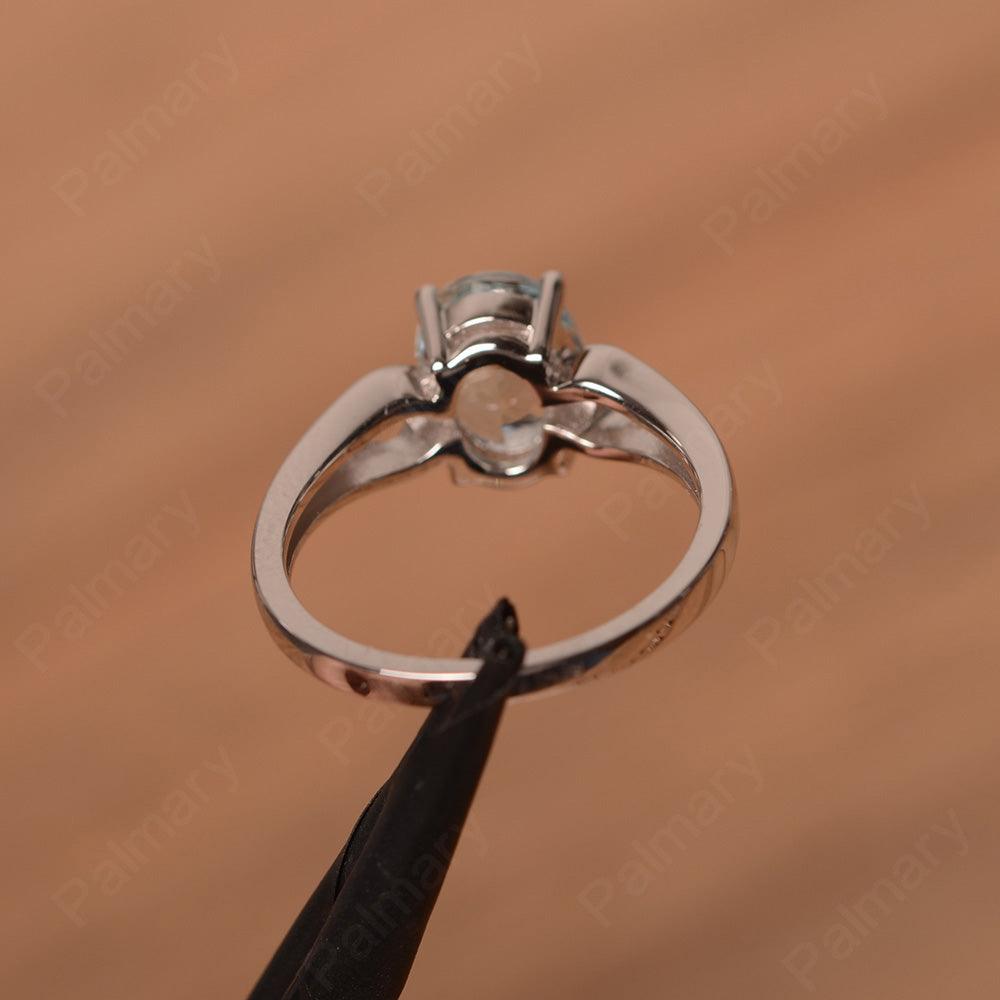 Oval Aquamarine Ring With Heart On Band - Palmary