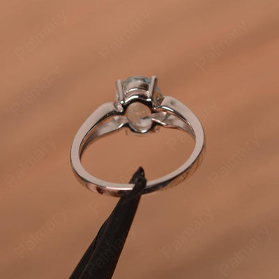 Oval Aquamarine Ring With Heart On Band - Palmary