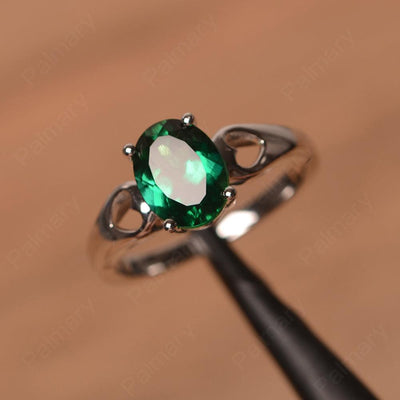 Oval Emerald Ring With Heart On Band - Palmary