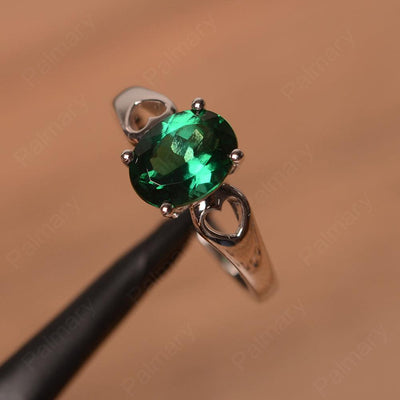 Oval Emerald Ring With Heart On Band - Palmary