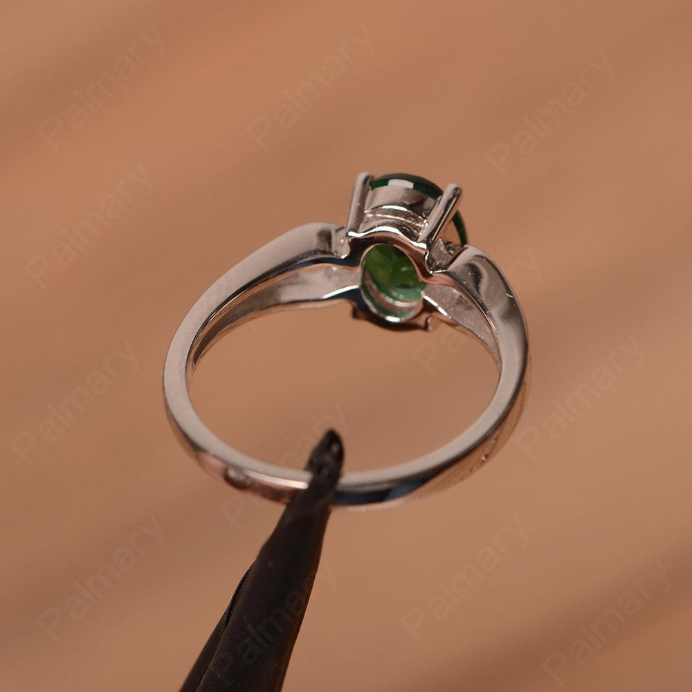 Oval Emerald Ring With Heart On Band - Palmary