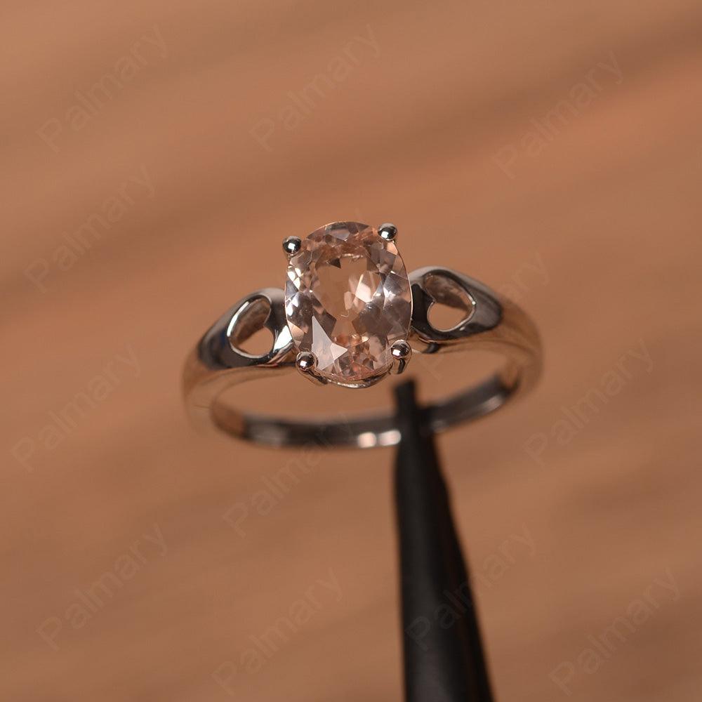 Oval Morganite Ring With Heart On Band - Palmary