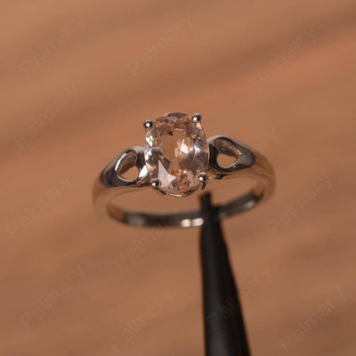 Oval Morganite Ring With Heart On Band - Palmary