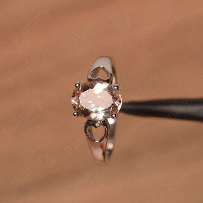 Oval Morganite Ring With Heart On Band - Palmary