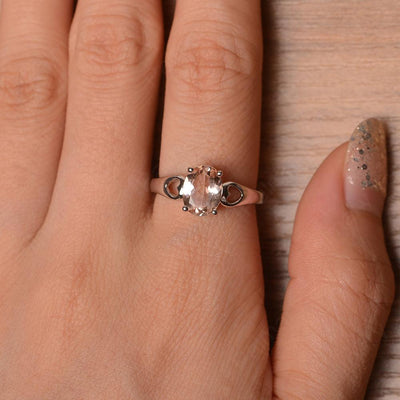 Oval Morganite Ring With Heart On Band - Palmary