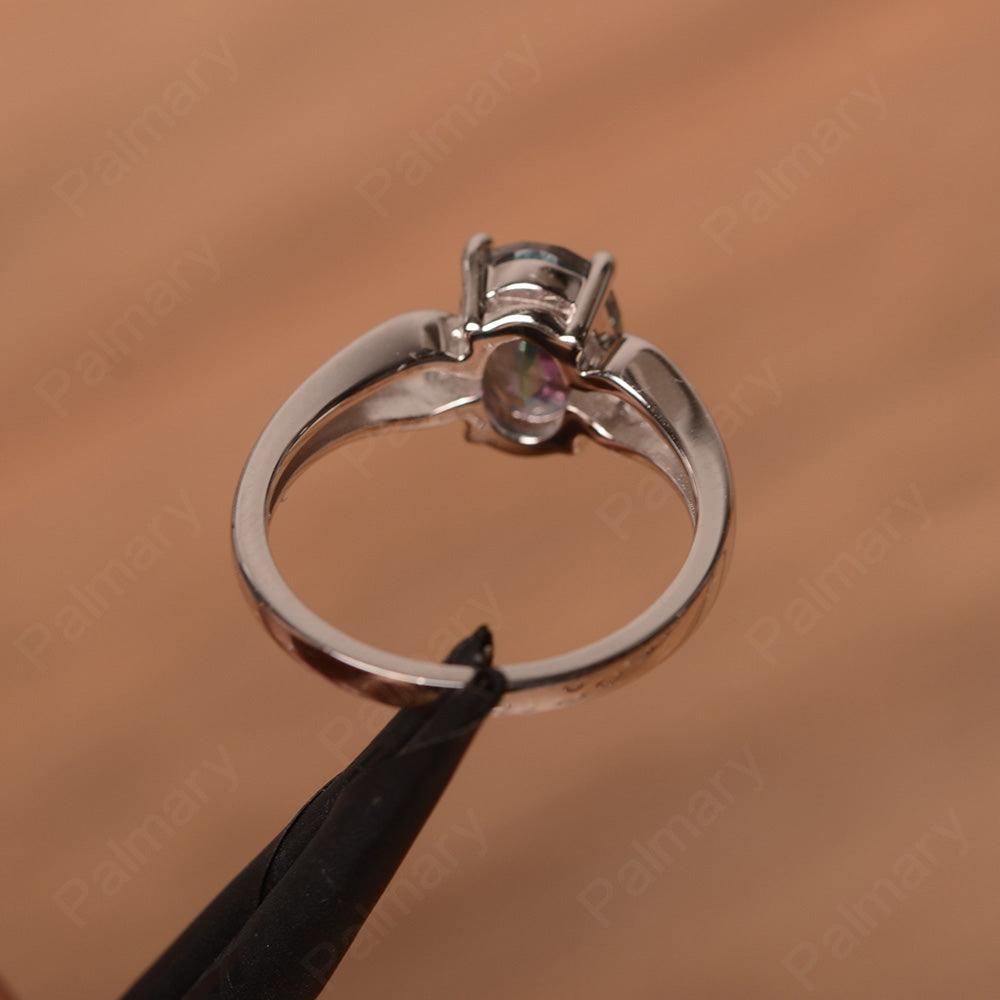 Oval Mystic Topaz Ring With Heart On Band - Palmary