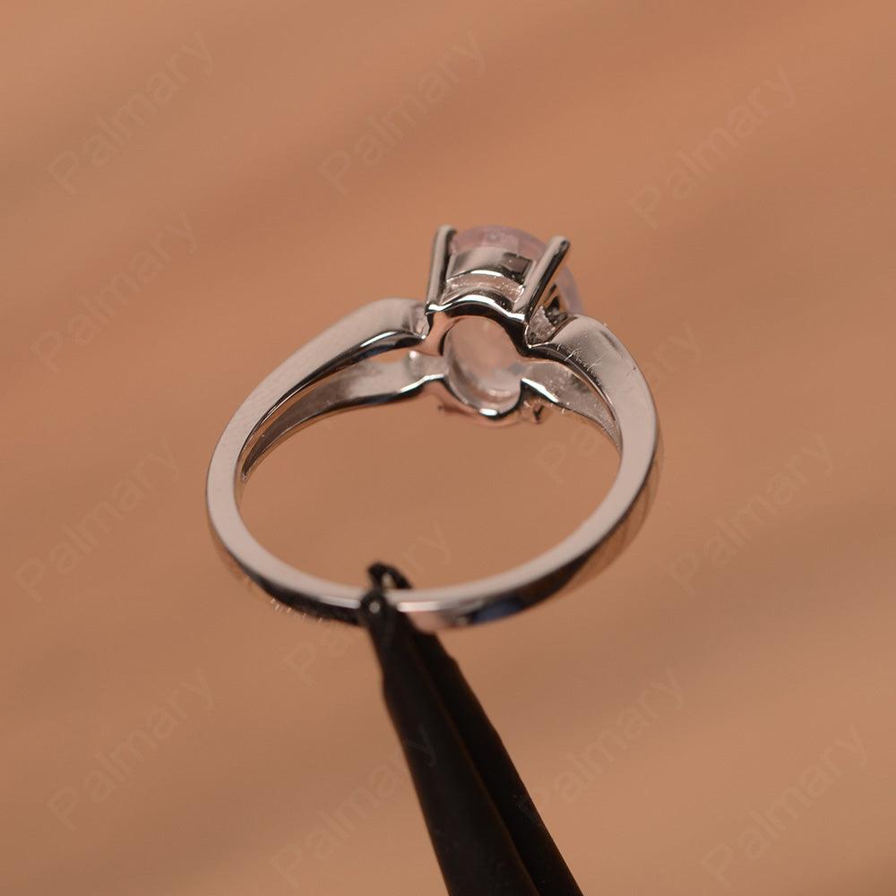 Oval Rose Quartz Ring With Heart On Band - Palmary