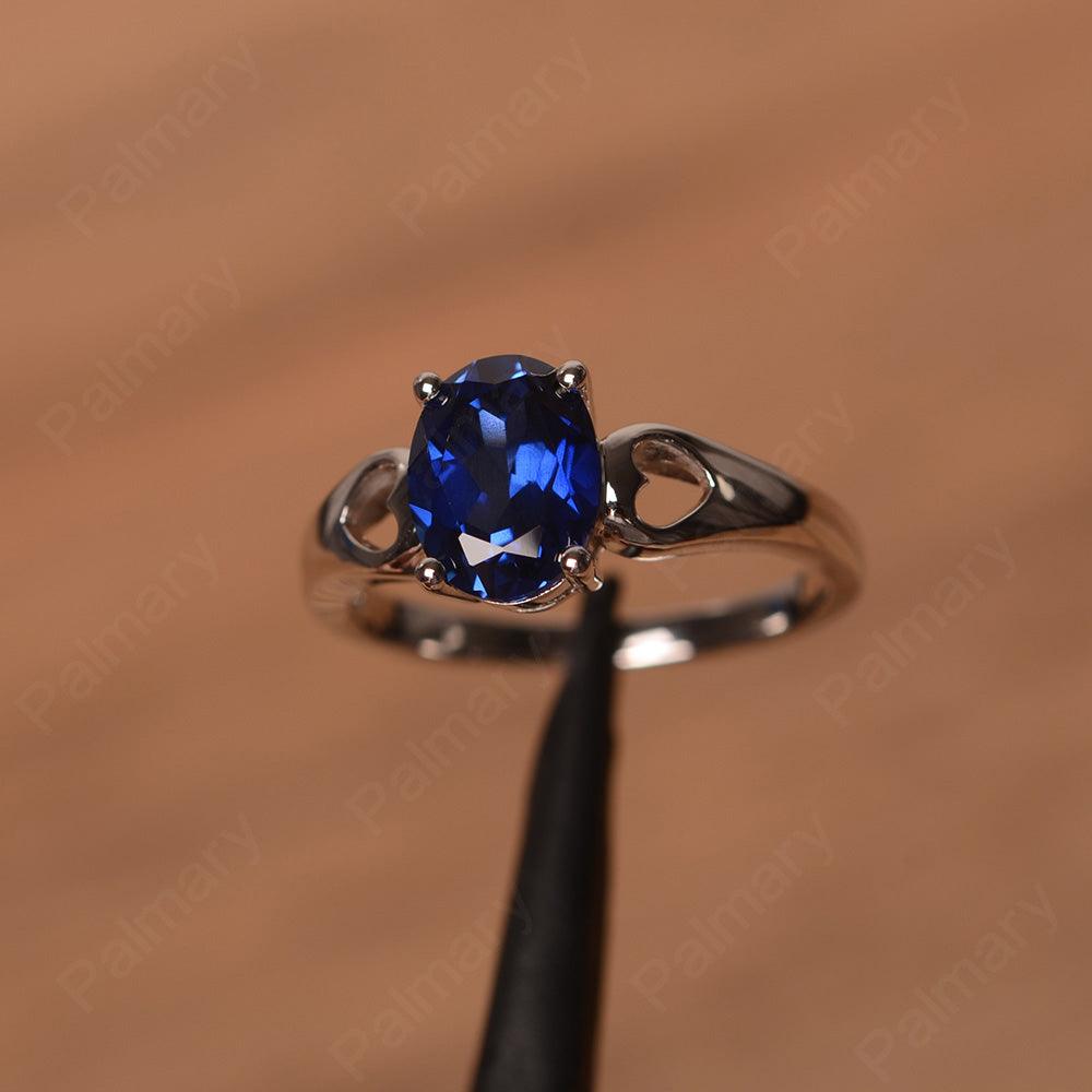 Oval Sapphire Ring With Heart On Band - Palmary