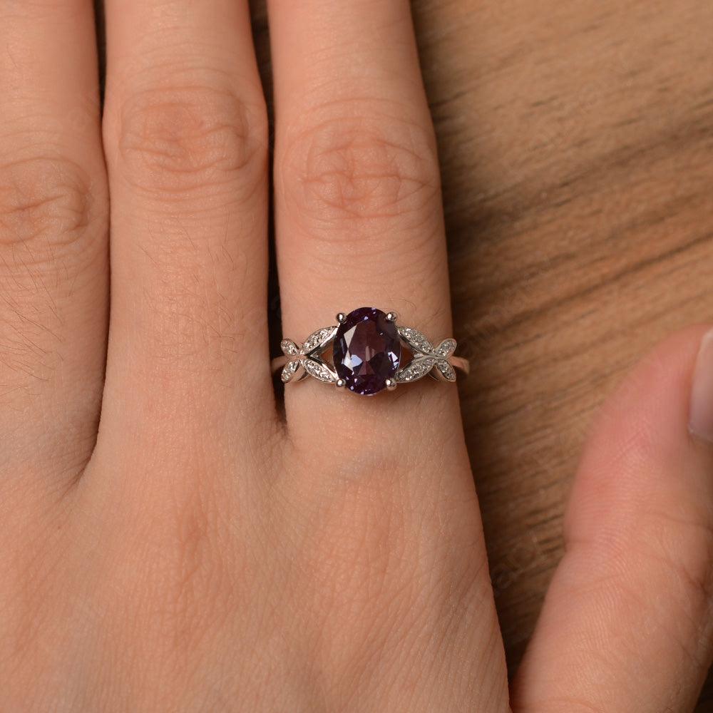 Oval Cut Alexandrite Split Engagement Rings - Palmary