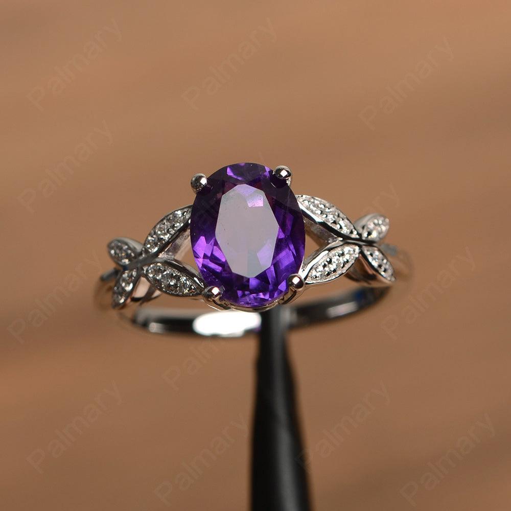 Oval Cut Amethyst Split Engagement Rings - Palmary