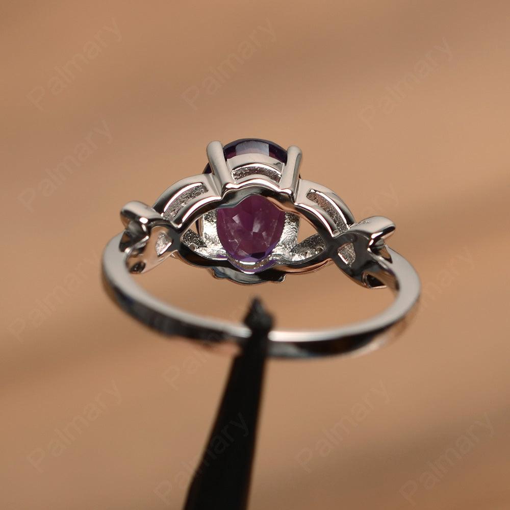 Oval Cut Amethyst Split Engagement Rings - Palmary