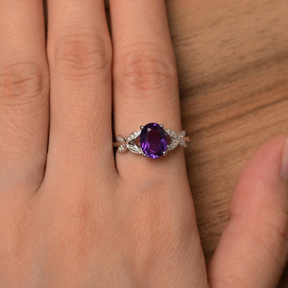 Oval Cut Amethyst Split Engagement Rings - Palmary