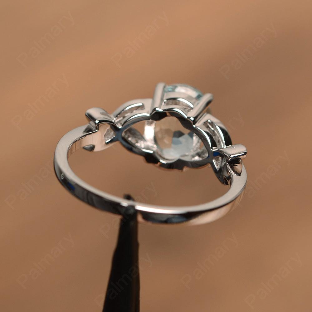 Oval Cut Aquamarine Split Engagement Rings - Palmary