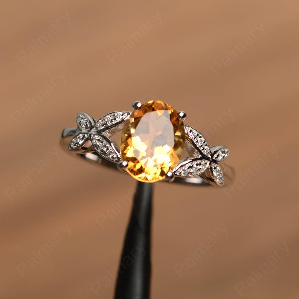 Oval Cut Citrine Split Engagement Rings - Palmary