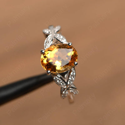 Oval Cut Citrine Split Engagement Rings - Palmary