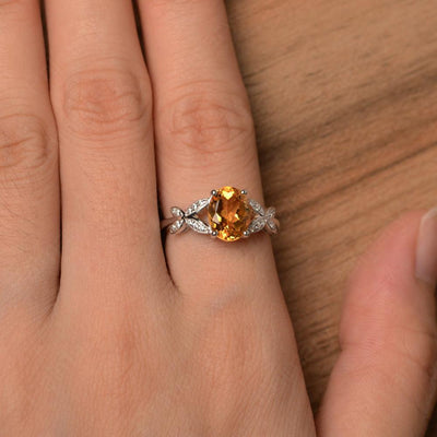 Oval Cut Citrine Split Engagement Rings - Palmary