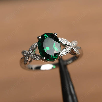 Oval Cut Emerald Split Engagement Rings - Palmary