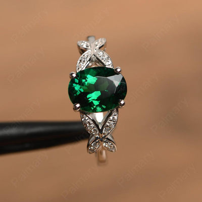 Oval Cut Emerald Split Engagement Rings - Palmary