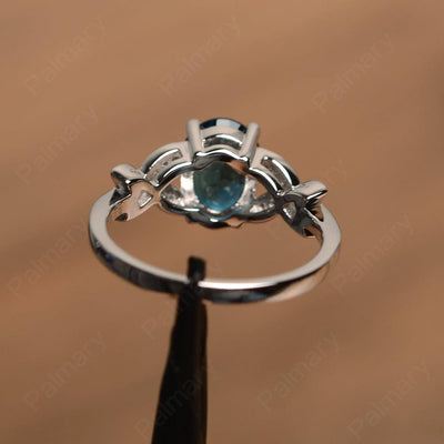 Oval Cut London Blue Topaz Split Engagement Rings - Palmary