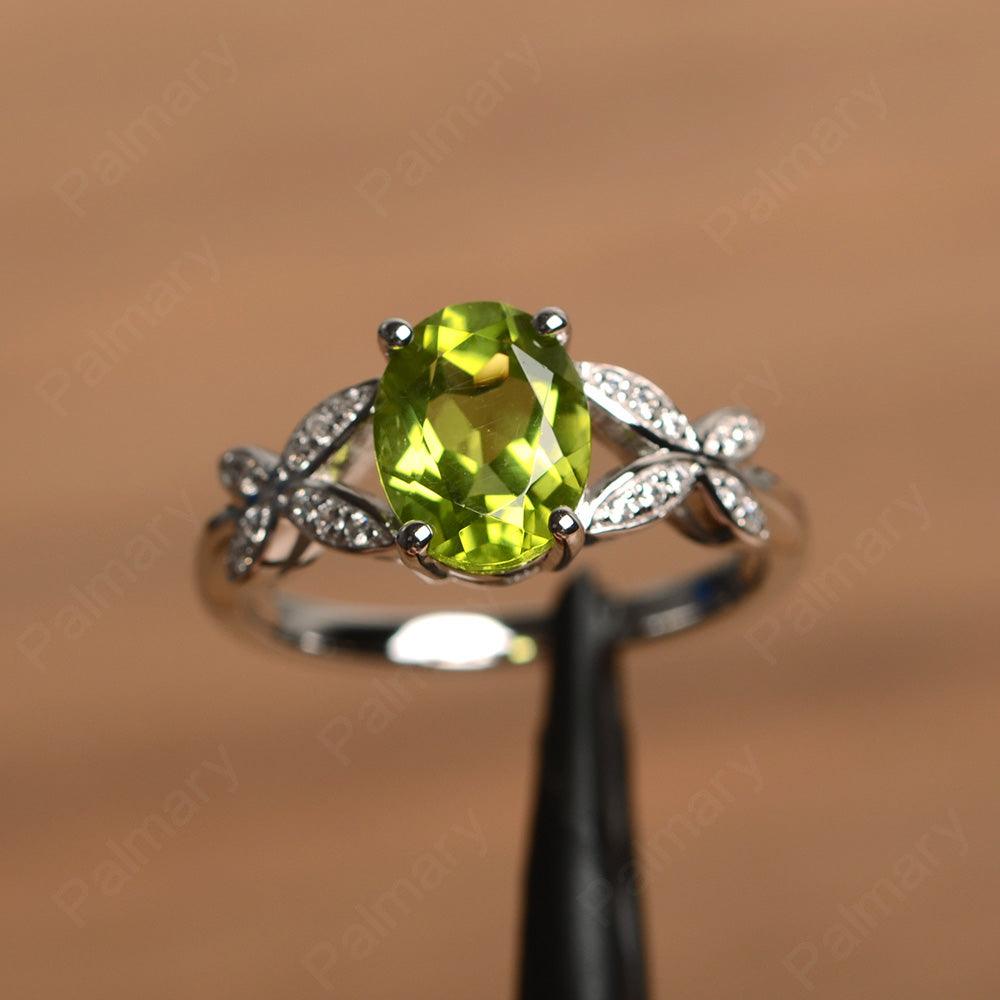 Oval Cut Peridot Split Engagement Rings - Palmary