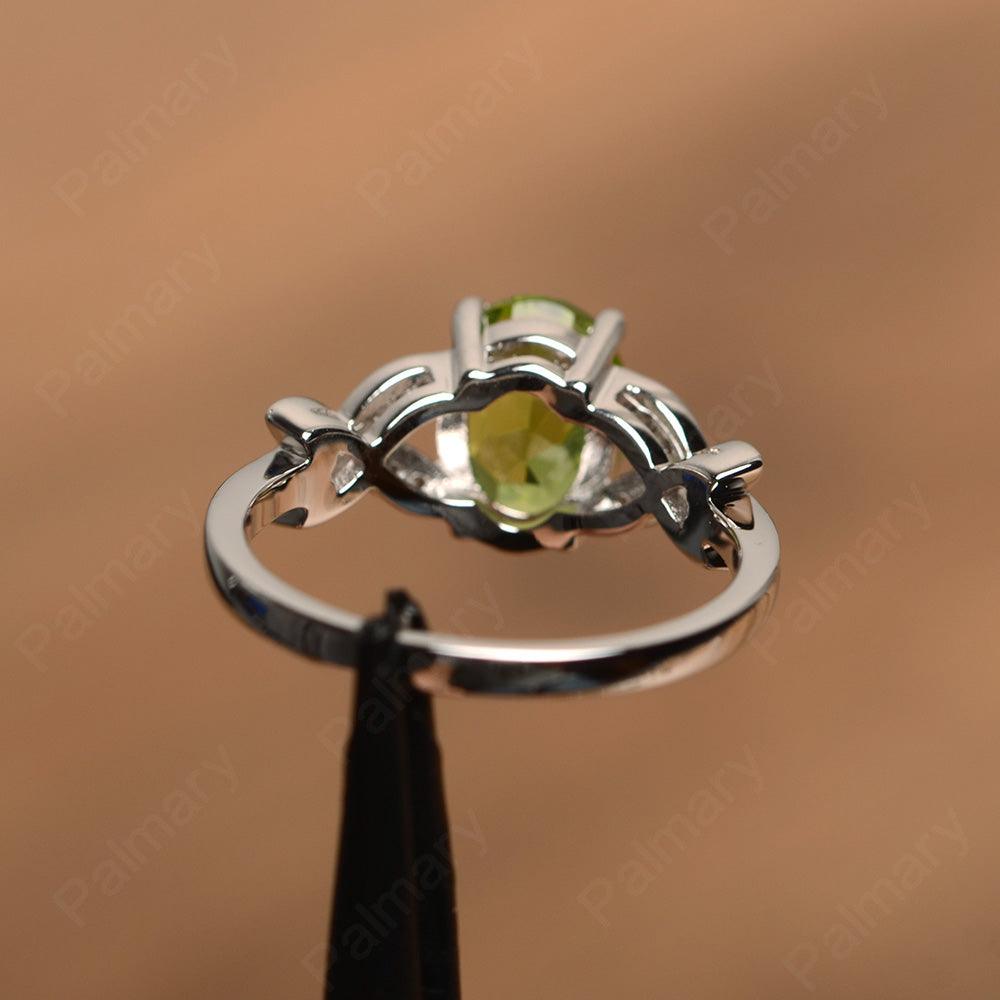 Oval Cut Peridot Split Engagement Rings - Palmary