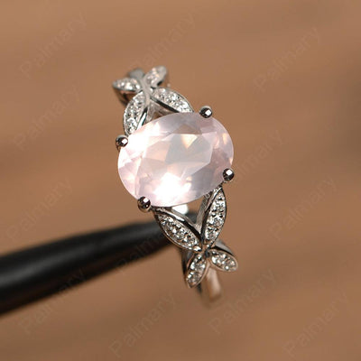 Oval Cut Rose Quartz Split Engagement Rings - Palmary