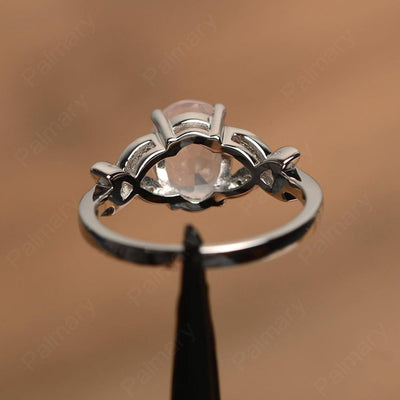Oval Cut Rose Quartz Split Engagement Rings - Palmary