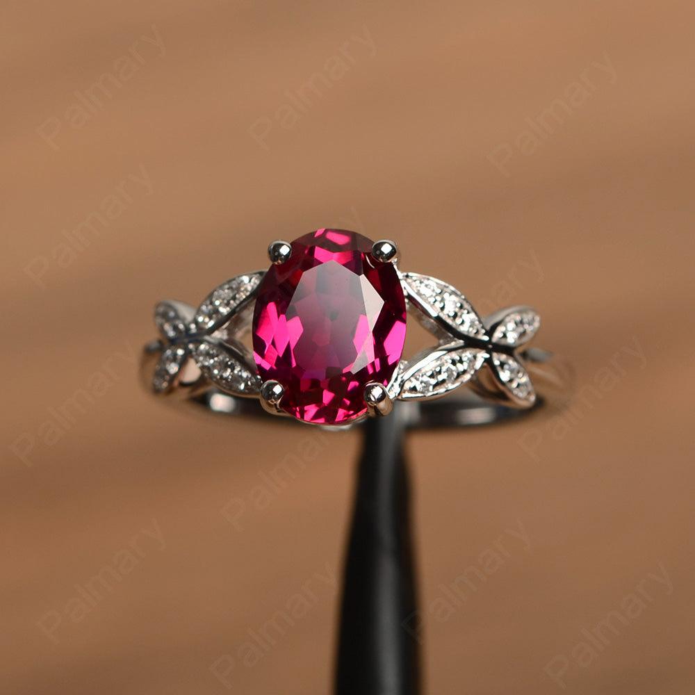 Oval Cut Ruby Split Engagement Rings - Palmary