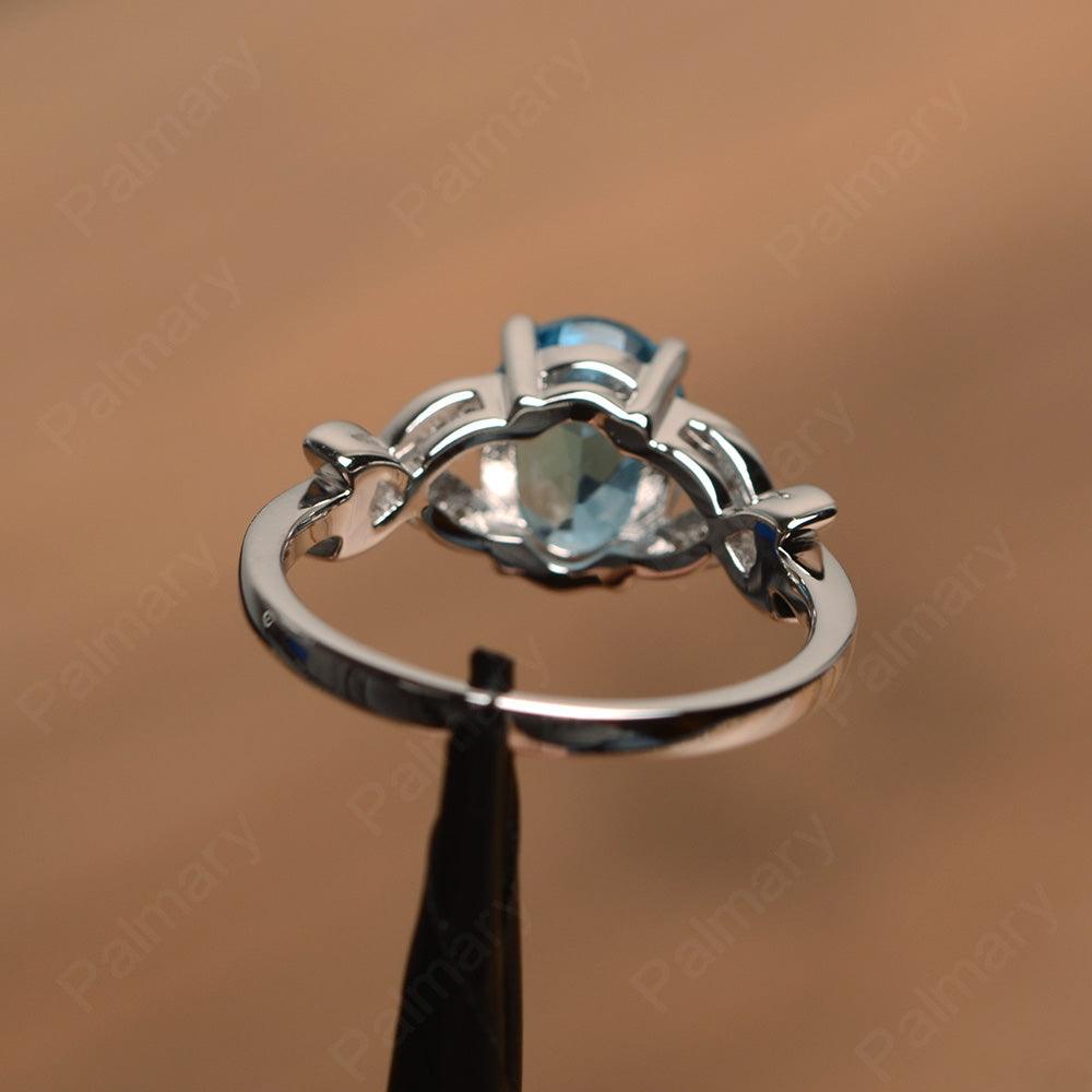 Oval Cut Swiss Blue Topaz Split Engagement Rings - Palmary