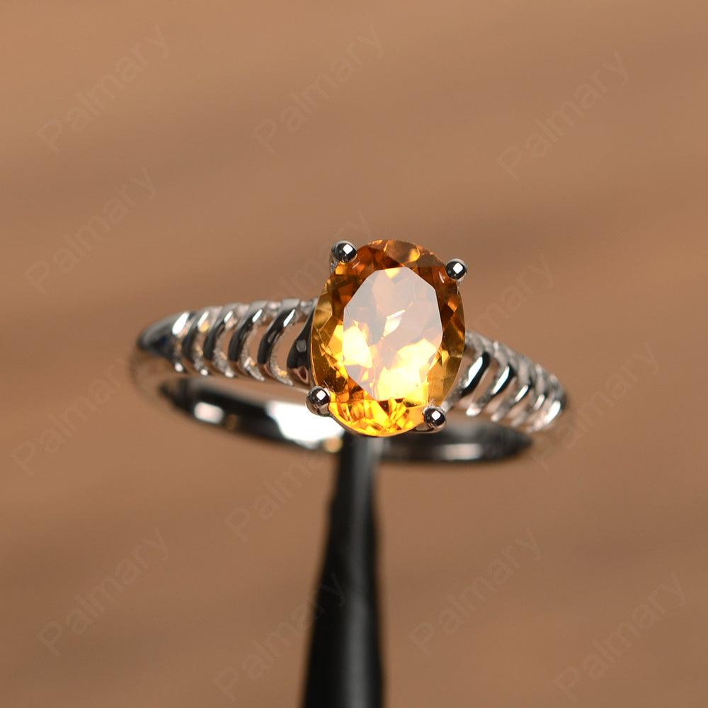 Fence Oval Citrine Solitaire Rings - Palmary