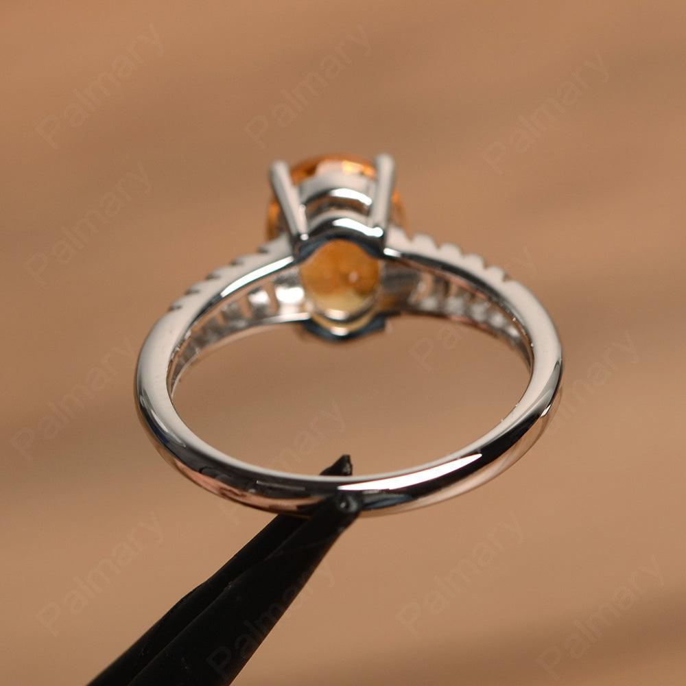 Fence Oval Citrine Solitaire Rings - Palmary